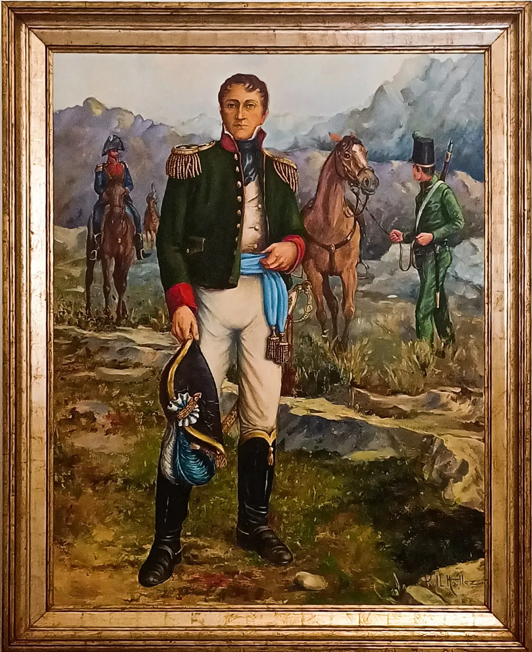 "General Manuel Belgrano Comandante del Ejército Auxiliar del Perú, c. 1813". Óleo de Paul L. Hallez. Colección del Instituto Nacional Belgraniano.